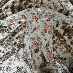 Gerber Floral Zip-Up Footie bamboo